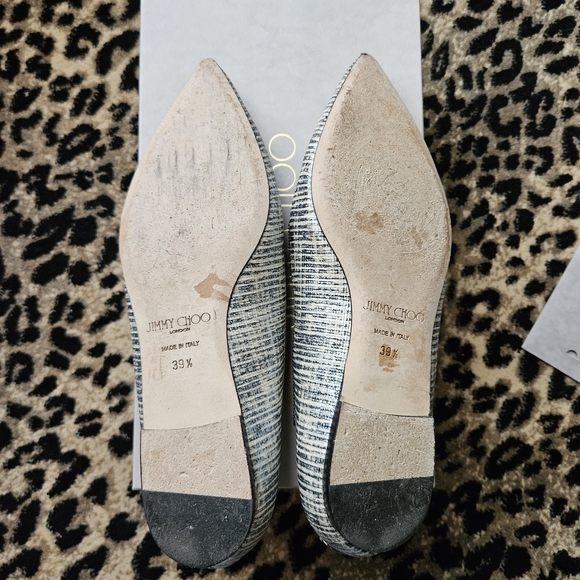 Jimmy Choo Women's Black and White Leather Flats SZ 39 1/2 Like New. - Picture 7 of 10